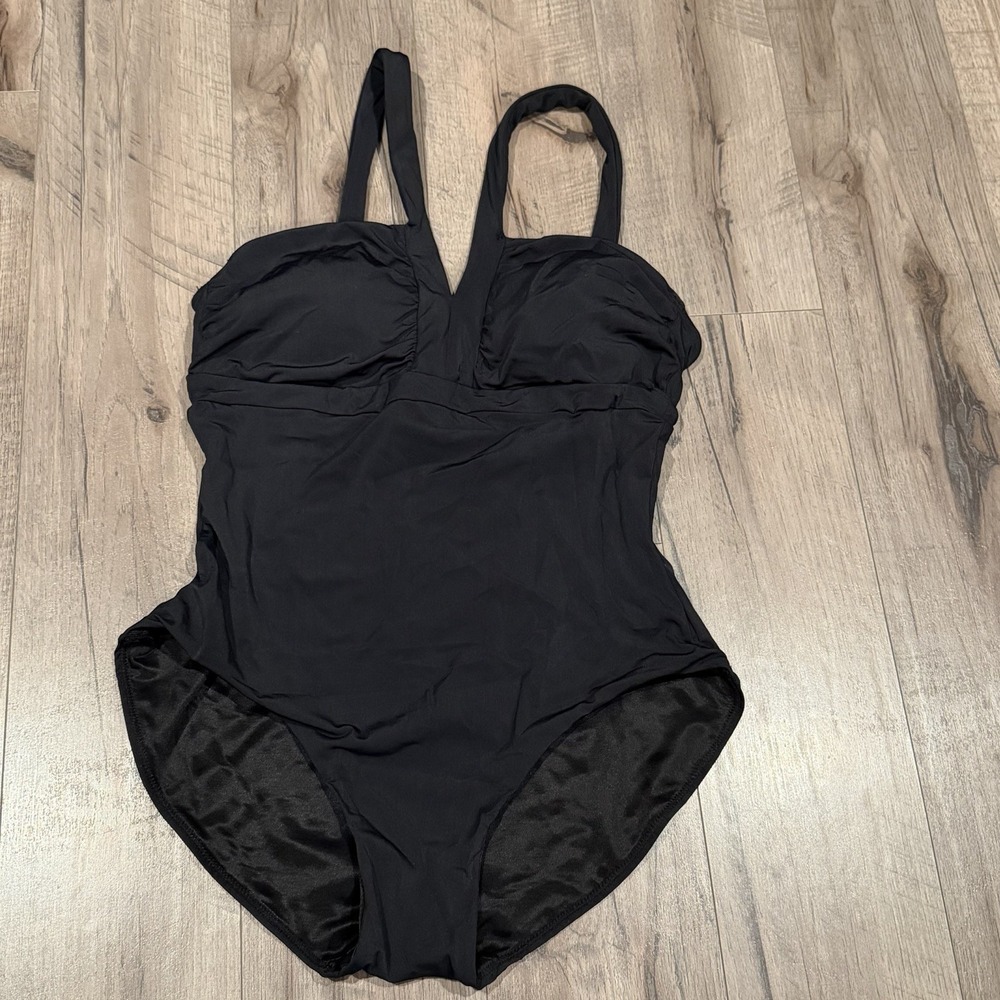 Spanx Swimsuit One Piece 10 Black Women's Bathing Suit Shaping Swimwear Slimming
